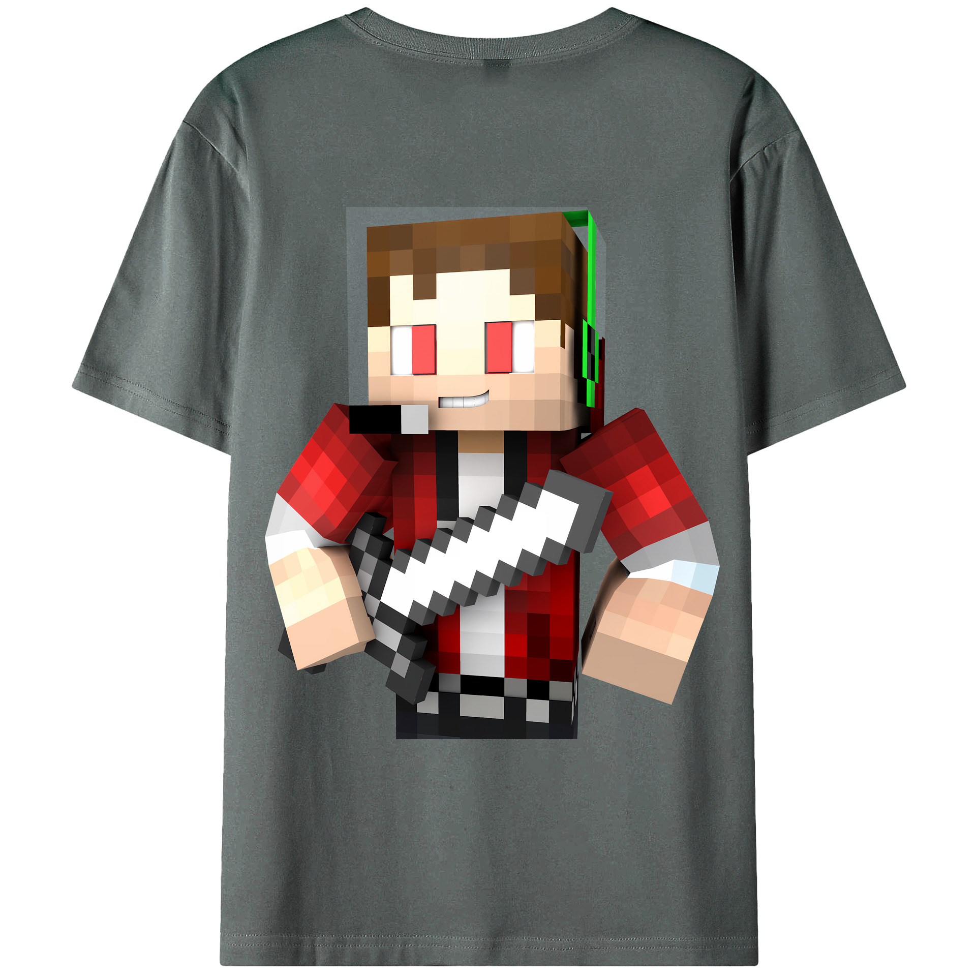（画像用） マインクラフト ブロックの世界 Minecraft MC Block world 綿100％ メンズ半袖Tシャツ（バックプリント） 通気性